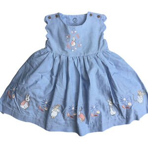 Marks and Spencer Pure‎ Cotton Chambray Peter Rabbit™ Dress 12-18 Months